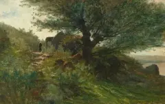 Landschaft bei Pont-Aven by Gustave Castan, oil on board, sold Sep 2026