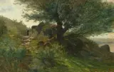 Landschaft bei Pont-Aven by Gustave Castan, oil on board, sold Sep 2026