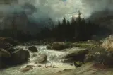 Bergbach mit Gewitterstimmung by Otto Frölicher, oil on canvas, sold Sep 2026