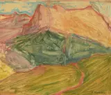 Berglandschaft by Ettore Burzi, oil on panel, sold Sep 2026