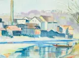 Häuser am Fluss by Emil Cardinaux, 1921, watercolor, sold Sep 2026