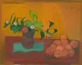 Stillleben mit Blumen und Orangen by Albert Pfister, 1951, oil on canvas, sold Sep 2026