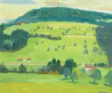 Voralpenlandschaft by Albert Pfister, oil on board, sold Sep 2026
