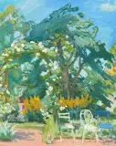 Birnbaum, Rosenbogen und Gilbweiderich by Karl Landolt, 1976, oil on canvas, offered Sep 2026
