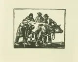 La vache malade by Edouard Vallet, 1910, woodcut, offered Sep 2026
