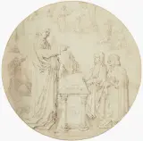Der Heilige Johannes (?) und zwei Stifter beten vor einem Altar by Pseudo-Aert Ortkens, pen and ink, sold Jun 2026