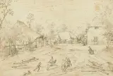 identifiziert als Joos van Liere (Brüssel 1530–1583 Zwijndrecht) Das Gasthaus "Zum Schwan" und Bauernhöfe by Meister der kleinen Landschaften, pen and ink, sold Jun 2026