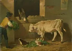 Füttern der Tiere im Stall by Filippo Palizzi, oil on panel, sold Jun 2026