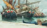 Trabaccoli im Hafen von Venedig by Georges Clairin, watercolor, offered Jun 2026