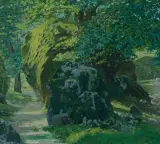 Bemooste Findlinge im Wald by Max Felgentreu, 1910, oil on canvas, offered Jun 2026