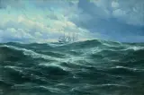Segelschiff auf rauer See by Johannes Holst, 1910, oil on canvas, sold Jun 2026
