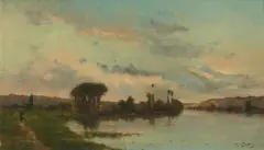 Flusslandschaft by Jacques-Henry Delpy, oil on panel, sold Jun 2026