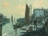 Fischer im Hafen by Claus Bergen, oil on canvas, offered Jun 2026