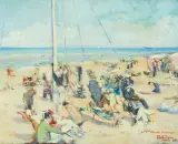 Strandszene in Deauville by Lucien Adrion, 1934, oil, sold Jun 2026