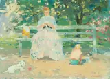 Mutter mit Kind und Hündchen im Park by Nikolay Baskakov, oil on canvas, offered Jun 2026