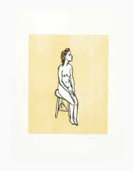 Akt auf Hocker sitzend by Stephan Balkenhol, 2007, color woodcut, offered Jun 2026