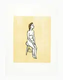 Akt auf Hocker sitzend by Stephan Balkenhol, 2007, color woodcut, offered Jun 2026