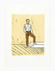 Mann auf Treppenstufe by Stephan Balkenhol, 2007, color woodcut, offered Jun 2026
