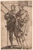 Zwei Fackelträger by Heinrich Aldegrever, 1538, engraving, sold Mar 2024