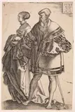Zwei Blatt aus der Folge der großen Hochzeitstänzer by Heinrich Aldegrever, 1538, engraving, sold Mar 2024