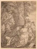 Der Mönch und die Nonne by Heinrich Aldegrever, 1530, engraving, sold Mar 2024