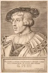 Kaiser Ferdinand I by Barthel Beham, 1531, engraving, sold Mar 2024