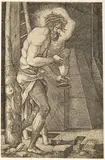 Der Schmerzensmann am Fuße des Kreuzes by Hans Sebald Beham, engraving, sold Mar 2024