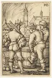 Die Wache neben den Pulverfässern by Hans Sebald Beham, engraving, sold Mar 2024