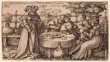 Der verlorene Sohn verprasst seine Habe by Hans Sebald Beham, 1540, engraving, sold Mar 2024