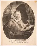 Jan Uytenbogaert by Rembrandt, 1635, etching, sold Mar 2024