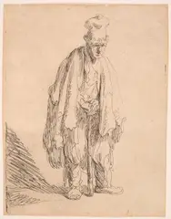 Großer stehender Bettler by Rembrandt, etching, sold Mar 2024