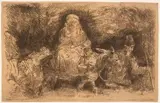 Flucht nach Ägypten by Rembrandt, etching, sold Mar 2024