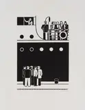 Am Kai by Gerd Arntz, 1945, linocut, sold Mar 2024