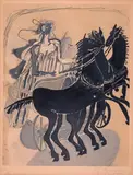 Wagen mit drei schwarzen Pferden by (Nach) Georges Braque, lithograph, offered Mar 2024