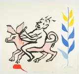 Ohne Titel (aus: The sacrilege of Alan Kent) by Alexander Calder, 1976, etching, offered Mar 2024