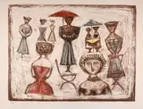 Passeggiata romana by Massimo Campigli, 1955, color lithograph, offered Mar 2024