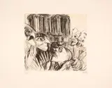 Fünf zweifelhafte Herren 1966 / Mann im Café by Karl Hubbuch, drypoint, sold Mar 2024