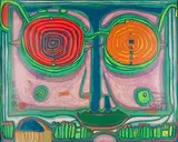 Brillen in kleinem Gesicht by Friedensreich Hundertwasser, 1968, color woodcut, sold Mar 2024