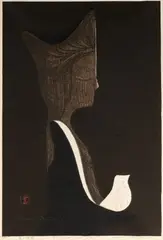 Buddha and Bird / Ohne Titel by Kaoru Kawano, color woodcut, sold Mar 2024