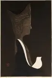 Buddha and Bird / Ohne Titel by Kaoru Kawano, color woodcut, sold Mar 2024