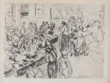 Aus dem Judenviertel in Amsterdam: Karrenhandel by Max Liebermann, 1908, etching, offered Mar 2024