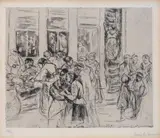 Aus dem Judenviertel in Amsterdam: Strassenhandel by Max Liebermann, 1908, etching, sold Mar 2024