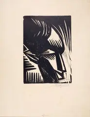Schweigen (Kopf-Impression) by Emil Maetzel, 1920, linocut, sold Mar 2024