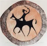 Der Reiter by Ewald Mataré, 1949, color woodcut, offered Mar 2024