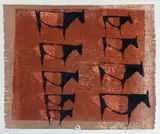 Weide mit neun Kühen by Ewald Mataré, 1950, color woodcut, offered Mar 2024