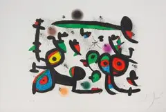 Les Amoureux et Luna Park I (aus: Allegro Vivace) by Joan Miró, 1981, color lithograph, sold Mar 2024