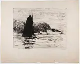 Segler und drei kleine Dampfer by Emil Nolde, 1910, etching, offered Mar 2024
