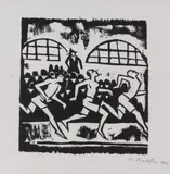 Läufer – Hürdenläufer II by Max Pechstein, 1912, woodcut, sold Mar 2024