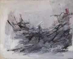 Lettre sans reponse by Karskaya, 1957, oil on canvas, sold Mar 2024