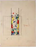 Innenansichten Treppenhaus-Fenster NWDR-erweitert by Georg Meistermann, watercolor, sold Mar 2024